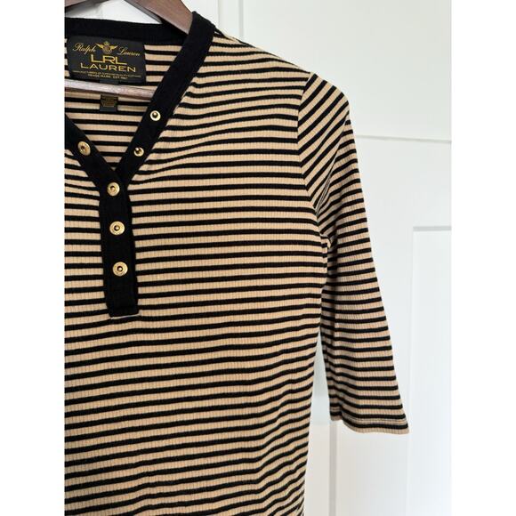 Vintage Lauren Ralph Lauren Women's Henley Top Petite Large 3/4 Sleeve Y2K Vibes - Picture 3 of 10